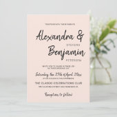 Modern minimalistisch eenvoudig script blush roze  kaart (Staand voorkant)