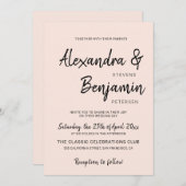 Modern minimalistisch eenvoudig script blush roze  kaart (Voorkant / Achterkant)