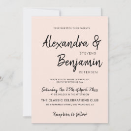 Modern minimalistisch eenvoudig script blush roze  kaart