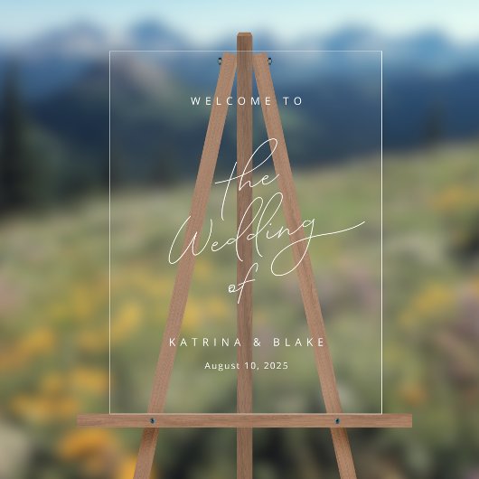 Modern minimalistisch eenvoudig script bruiloft we acryl bord