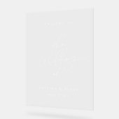 Modern minimalistisch eenvoudig script bruiloft we acryl bord (Hoek)