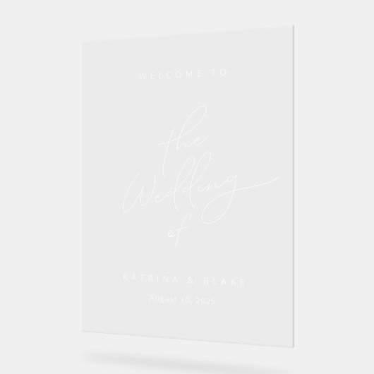 Modern minimalistisch eenvoudig script bruiloft we acryl bord (Hoek)