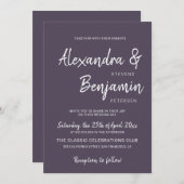 Modern minimalistisch eenvoudig script paarse brui kaart (Voorkant / Achterkant)