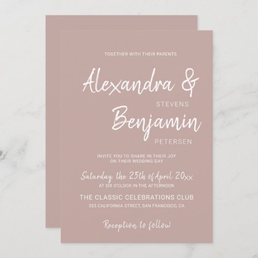 Modern minimalistisch eenvoudig script stoffige ro kaart (Voorkant / Achterkant)