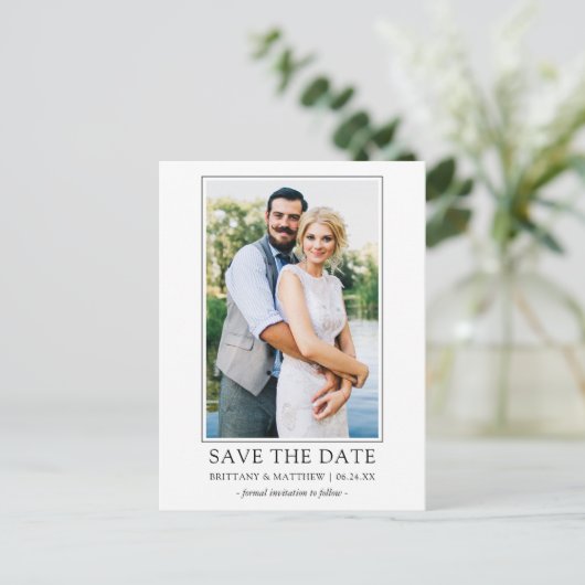 Modern minimalistisch eenvoudig sparen de Datum Fo Briefkaart (Staand voorkant)