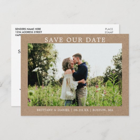 Modern minimalistisch eenvoudig sparen onze datum briefkaart (Voorkant / Achterkant)