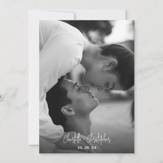 Modern minimalistisch Eenvoudig Stijlvol fotohuwel Kaart (Achterkant)