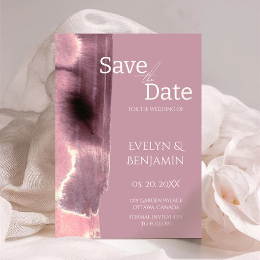 Modern, minimalistisch, eenvoudig, stoffig Roos Ma Save The Date
