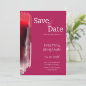 Modern, minimalistisch, eenvoudig, viva magenta save the date (Staand voorkant)
