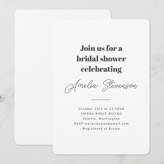 Modern minimalistisch, eenvoudig Vrijgezellenfeest Kaart (Voorkant / Achterkant)