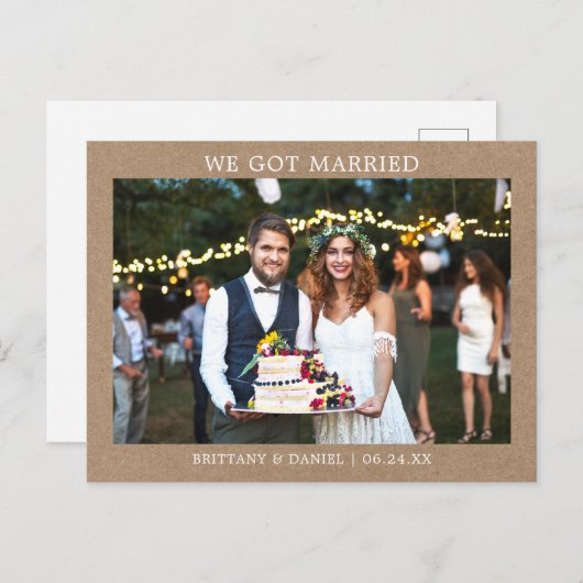 Modern minimalistisch eenvoudig we zijn getrouwd m briefkaart (Voorkant / Achterkant)