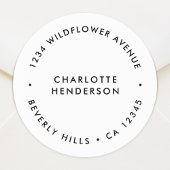 Modern minimalistisch | Eenvoudig wit retouradres Ronde Sticker