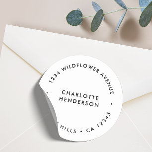 Modern minimalistisch   Eenvoudig wit retouradres Ronde Sticker