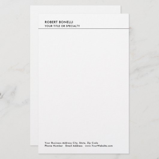Modern Minimalistisch Eenvoudig Zakelijk  Briefpapier (Voorkant / Achterkant)