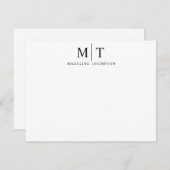 Modern minimalistisch eenvoudig zwart monogram notitiekaartje (Voorkant / Achterkant)