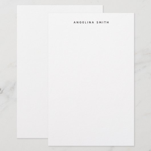 Modern minimalistisch eenvoudig zwart wit briefpapier (Voorkant / Achterkant)
