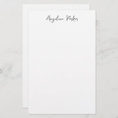 Modern minimalistisch eenvoudig zwart wit briefpapier (Voorkant / Achterkant)