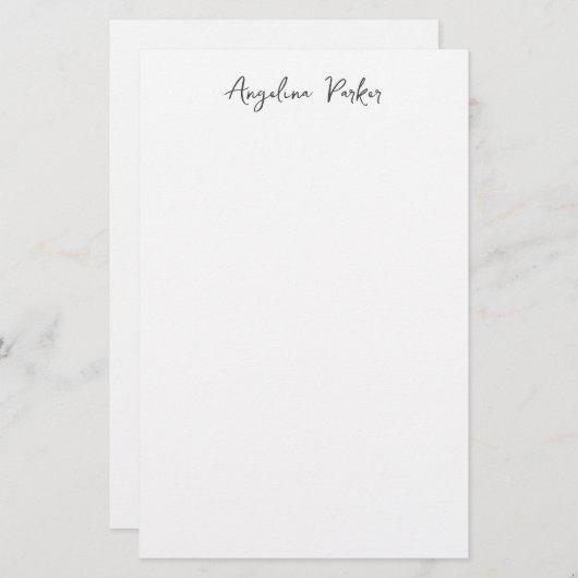 Modern minimalistisch eenvoudig zwart wit briefpapier (Voorkant / Achterkant)