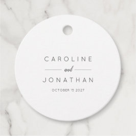 Modern minimalistisch Elegant Custom Wedding White Bedankjes Labels