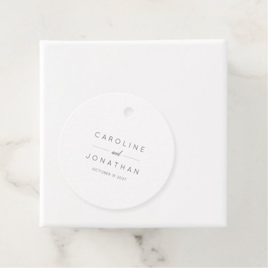 Modern minimalistisch Elegant Custom Wedding White Bedankjes Labels (In situ)