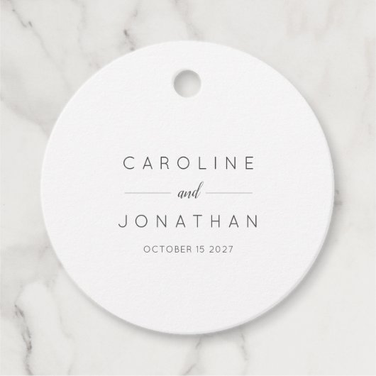 Modern minimalistisch Elegant Custom Wedding White Bedankjes Labels (Voorkant)