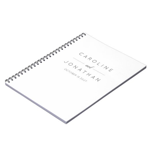 Modern minimalistisch Elegant Custom Wedding White Notitieboek (Linkerzijde)