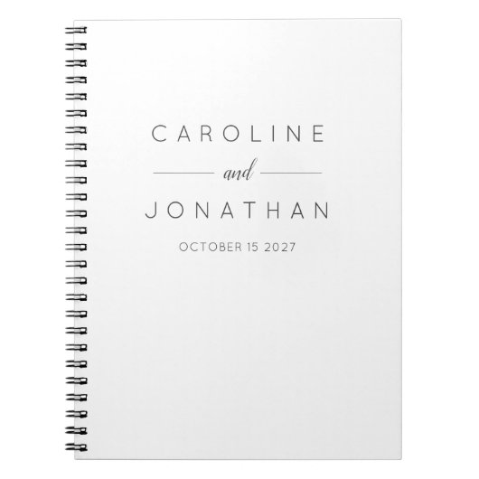 Modern minimalistisch Elegant Custom Wedding White Notitieboek (Voorkant)