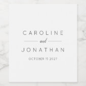 Modern minimalistisch Elegant Custom Wedding White Wijn Etiket (Enkel label)