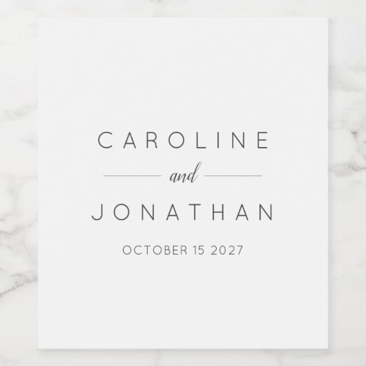Modern minimalistisch Elegant Custom Wedding White Wijn Etiket (Enkel label)