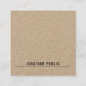 Modern minimalistisch Elegant Echt Kraft Papier Ee Vierkante Visitekaartje (Voorkant)