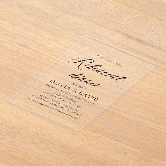 Modern minimalistisch elegant eenvoudig repetitied acryl uitnodigingen (Laagn)