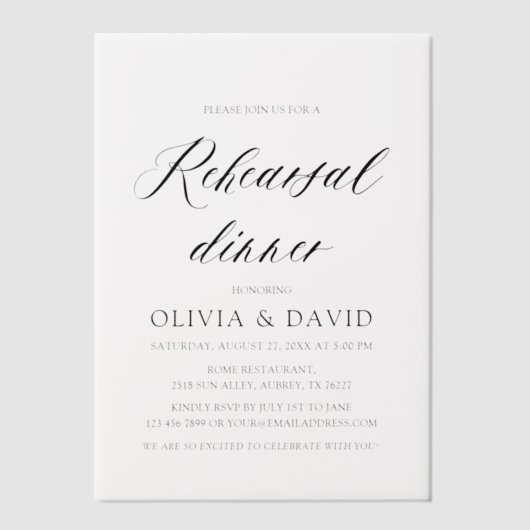 Modern minimalistisch elegant eenvoudig repetitied vellum uitnodigingen (Voorkant)