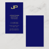 Modern Minimalistisch Elegant Gold Look Font Navy  Visitekaartje (Voorkant / Achterkant)