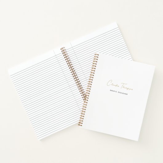 Modern Minimalistisch & Elegant Goud Script Monogr Notitieboek (Binnen)