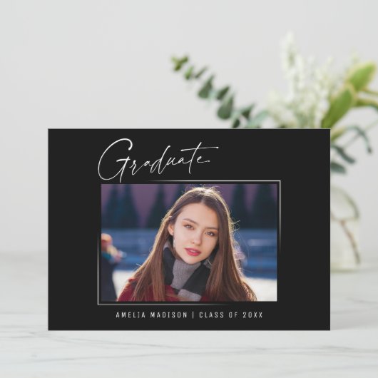 Modern minimalistisch elegant inktscript 4 Foto Af Aankondiging (Staand voorkant)