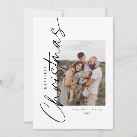 Modern minimalistisch elegant kerstscript feestdagenkaart (Voorkant)