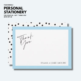 Modern Minimalistisch Elegant Lichtblauw randschri Bedankkaart