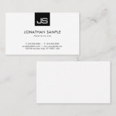 Modern minimalistisch elegant monogram zwart-wit visitekaartje (Voorkant / Achterkant)