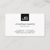 Modern minimalistisch elegant monogram zwart-wit visitekaartje (Voorkant)