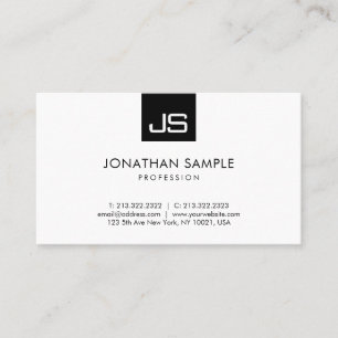 Modern minimalistisch elegant monogram zwart-wit visitekaartje