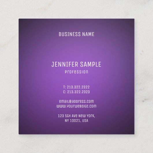 Modern minimalistisch elegant ontwerp Paarse Sjabl Vierkante Visitekaartje (Achterkant)