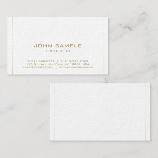 Modern minimalistisch elegant Plain Premium Luxury Visitekaartje (Voorkant / Achterkant)