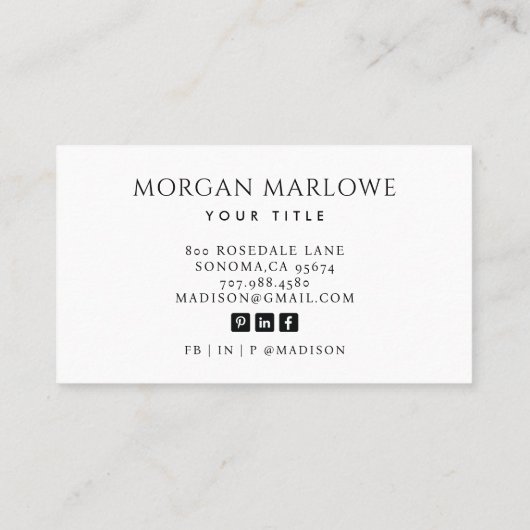 Modern minimalistisch elegant professioneel groen visitekaartje (Achterkant)