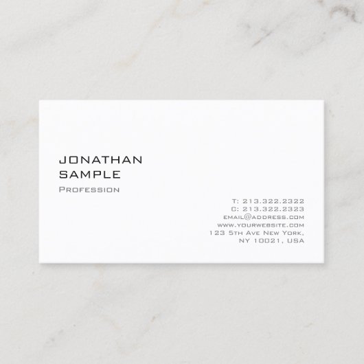 Modern minimalistisch elegant professioneel ontwer visitekaartje (Voorkant)