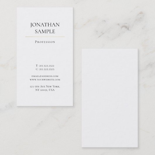 Modern minimalistisch elegant professioneel ontwer visitekaartje (Voorkant / Achterkant)