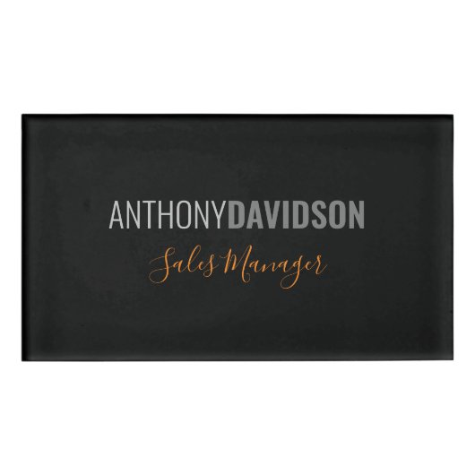 Modern Minimalistisch Elegant Professioneel Zwart  Naambadge (Voorkant)