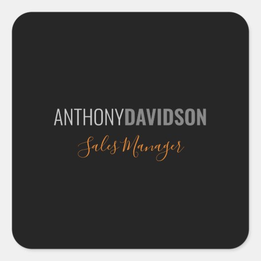 Modern Minimalistisch Elegant Professioneel Zwart  Vierkante Sticker (Voorkant)