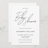 Modern minimalistisch Elegant Script-Baby shower Kaart (Voorkant / Achterkant)