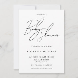 Modern minimalistisch Elegant Script-Baby shower Kaart
