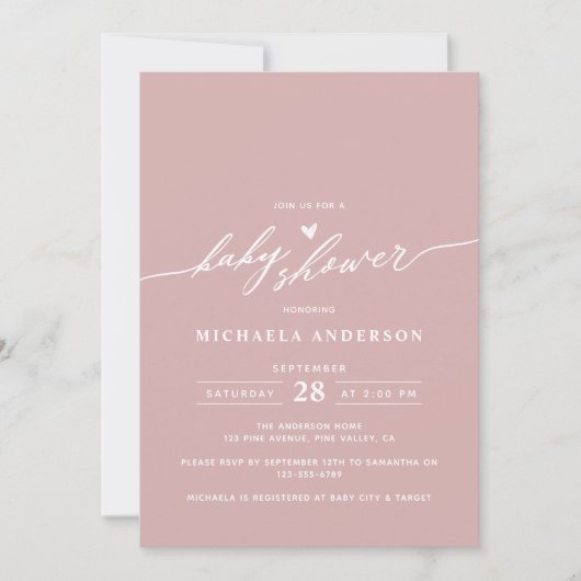 Modern minimalistisch Elegant Script-Baby shower Kaart (Voorkant)
